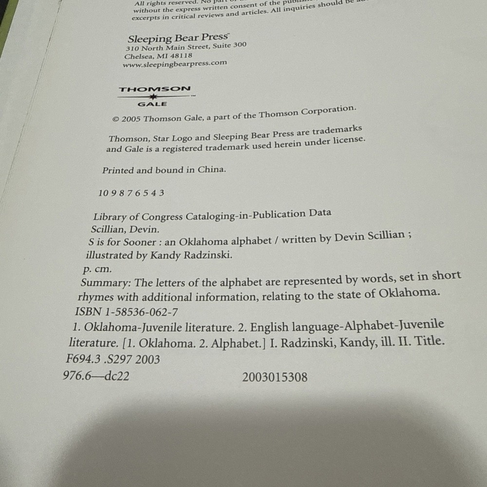 S Is for Sooner An Oklahoma Alphabet by Scillian, Devin Learn Sonners Homeschool - Picture 13 of 16